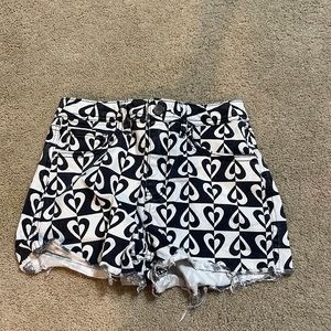 RSQ Black and white pattern jean shorts